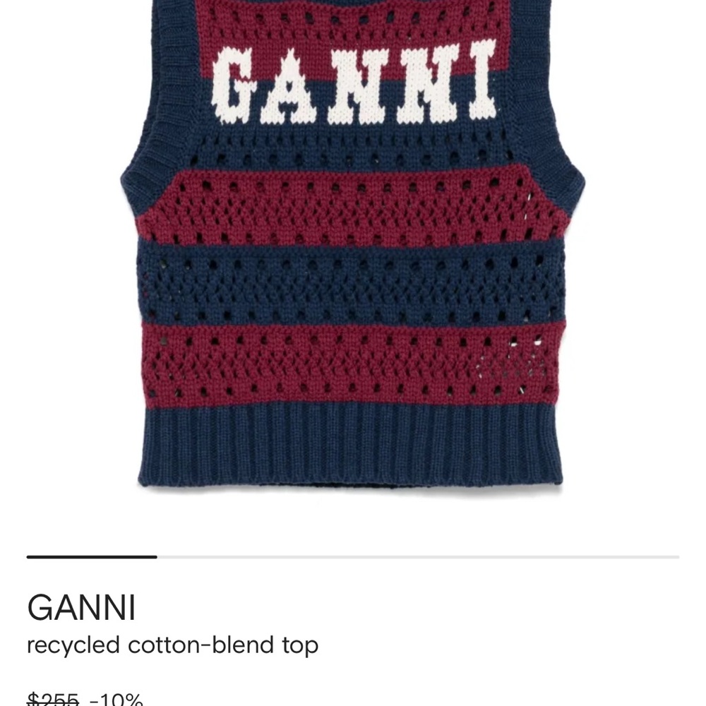 Ganni Blue and Red Knit Sleeveless Top